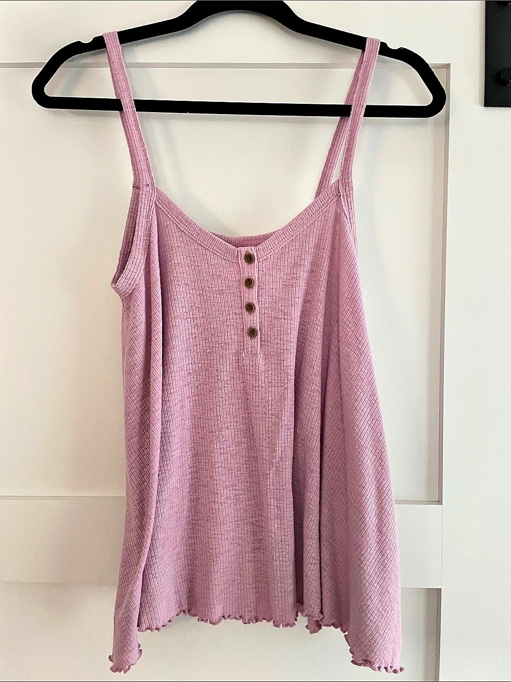 American Eagle AE Ribbed Button-Front Cami Pink Tank Top XS